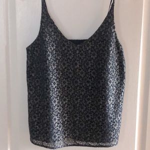 Banana Republic cami-tank, navy with flower lace overlay, size small, NWT